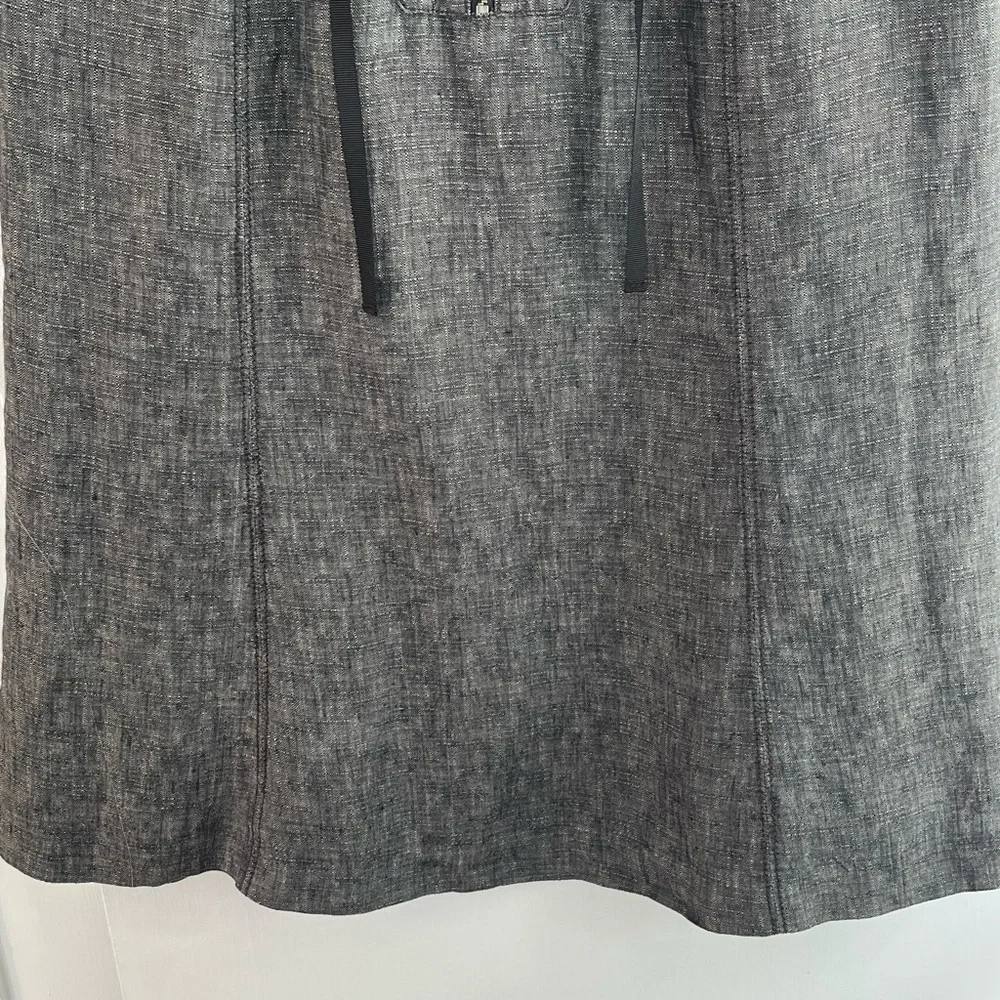 J. Crew 100% Linen Charcoal Grey A Line Skirt Careerwear Coastal Chic Size 4